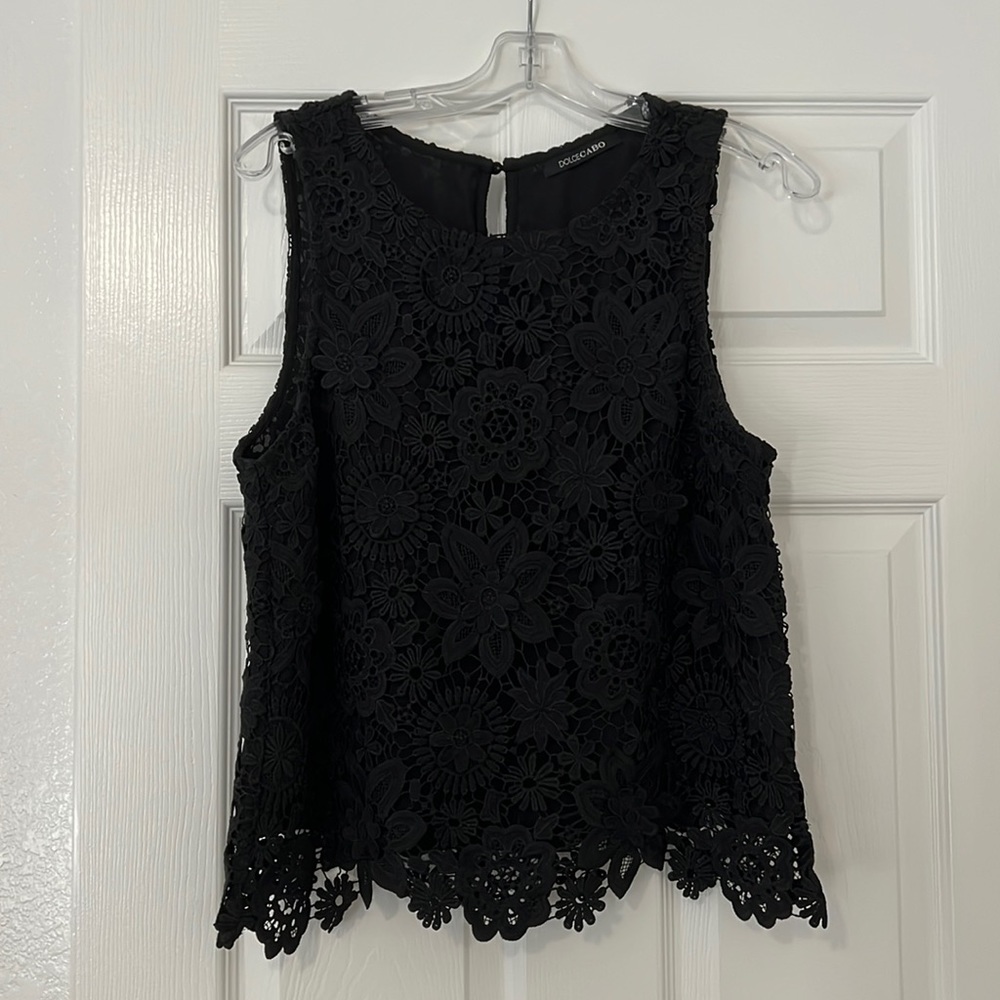 Black lace lined top